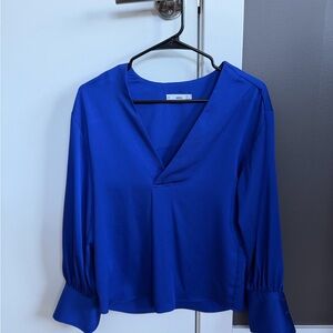 Mango Royal Blue V-Neck Blouse